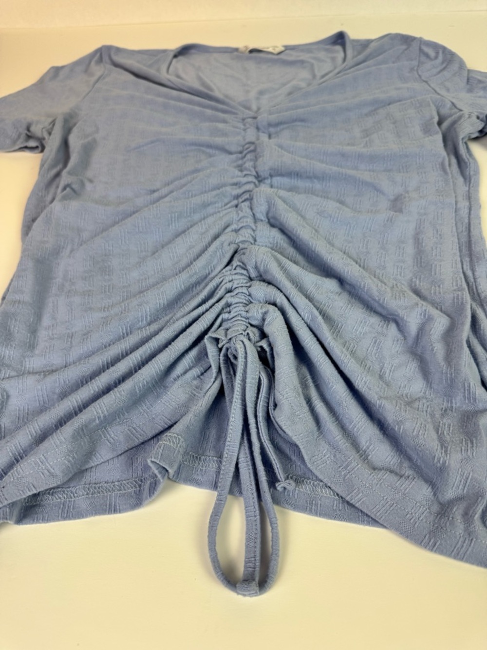PatPat Light Blue Ruched Drawstring Short Sleeve Top - Picture 3 of 6